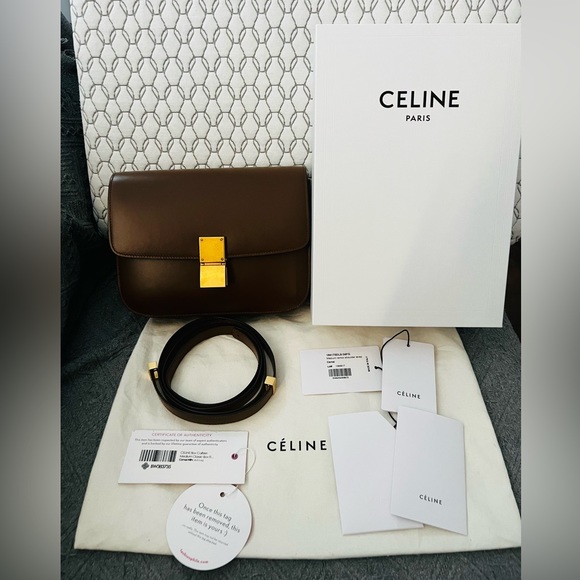 CELINE MEDIUM CLASSIC BAG IN BOX CALFSKIN CAMEL - Picture 3 of 17